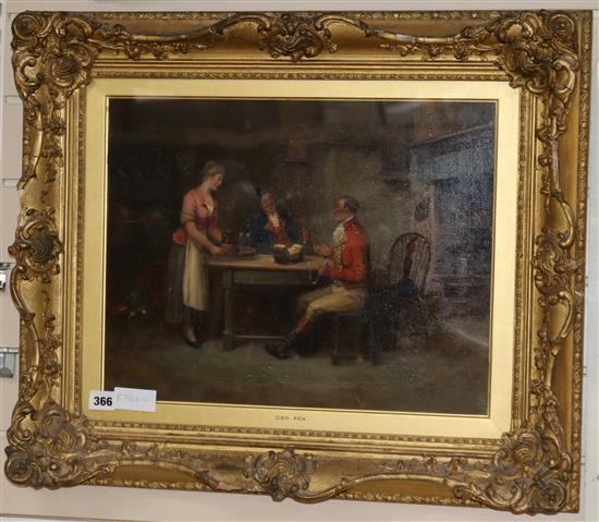 George Fox, oil on canvas, tavern interior, signed, 35 x 45cm